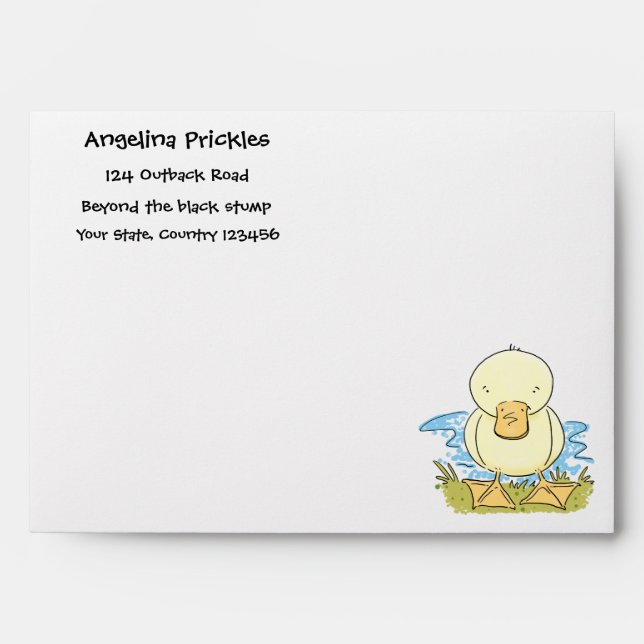 Cute yellow baby duckling cartoon illustration envelope (Front)