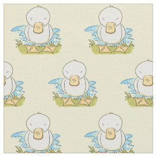 Cute yellow baby duckling cartoon illustration fabric