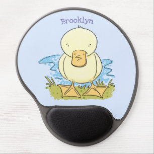 Cute yellow baby duckling cartoon illustration gel mouse pad