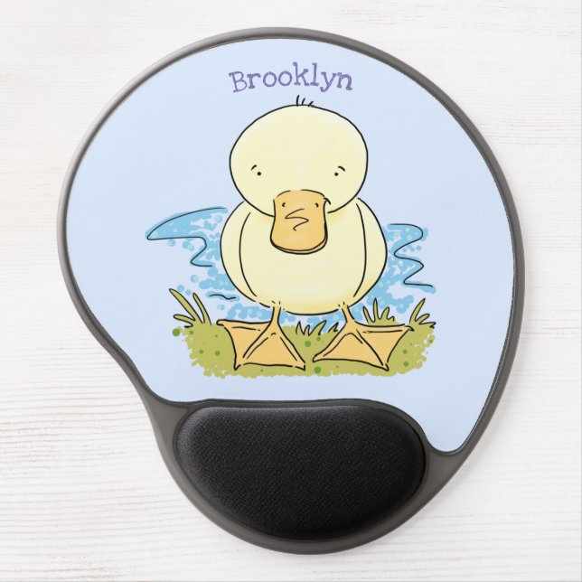Cute yellow baby duckling cartoon illustration gel mouse pad (Front)