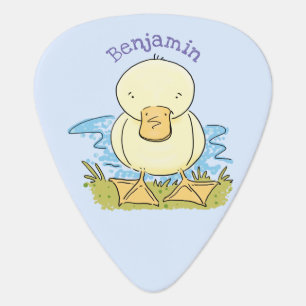 Cute yellow baby duckling cartoon illustration guitar pick