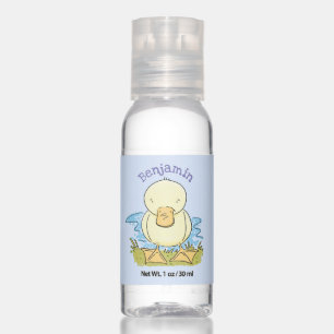 Cute yellow baby duckling cartoon illustration hand sanitizer