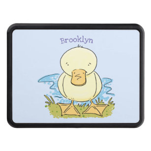 Cute yellow baby duckling cartoon illustration hitch cover