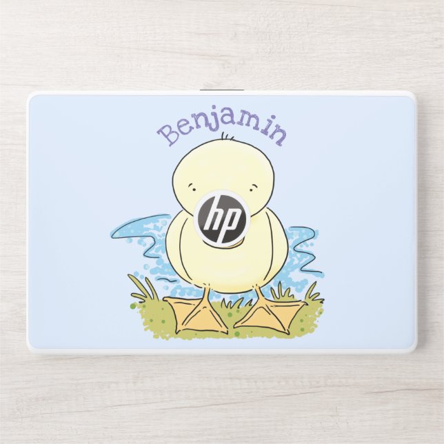 Cute yellow baby duckling cartoon illustration HP laptop skin (Front)