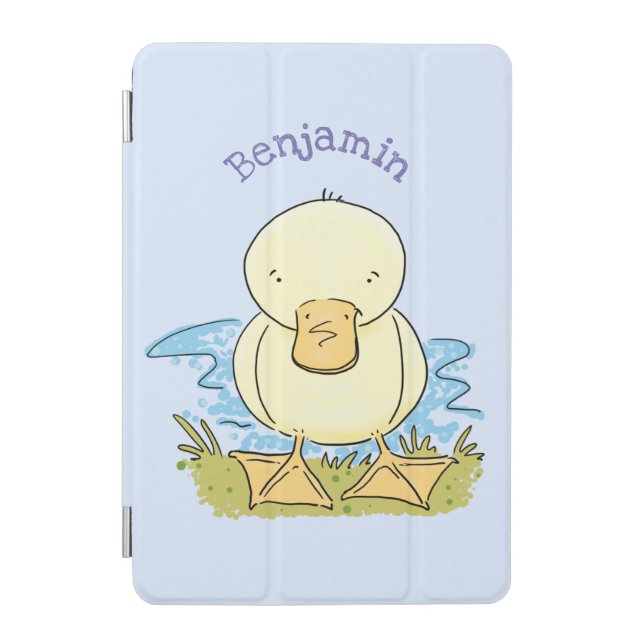 Cute yellow baby duckling cartoon illustration iPad mini cover (Front)