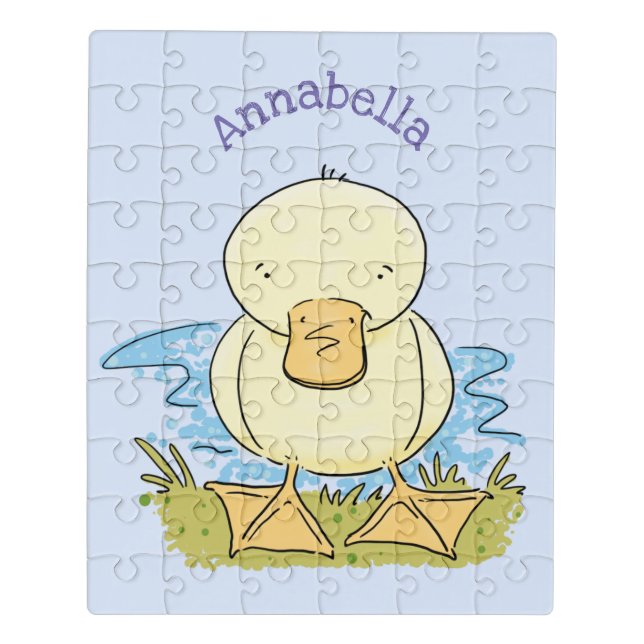Cute yellow baby duckling cartoon illustration jigsaw puzzle (Puzzle Vertical)