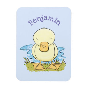 Cute yellow baby duckling cartoon illustration magnet
