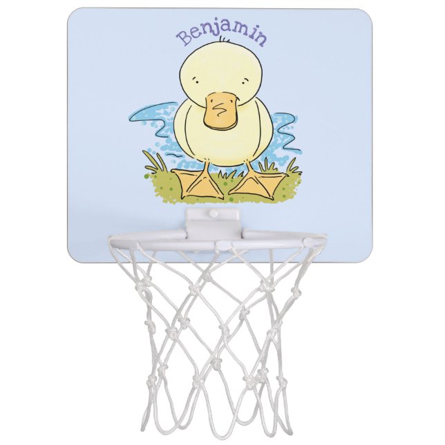 Cute yellow baby duckling cartoon illustration mini basketball hoop (Front)