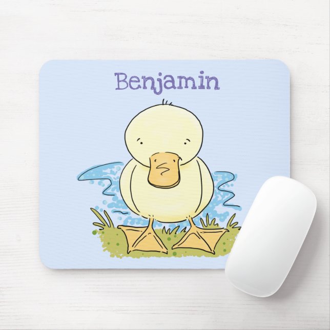 Cute yellow baby duckling cartoon illustration mouse pad (With Mouse)