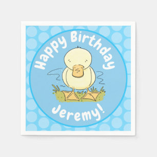 Cute yellow baby duckling cartoon illustration napkins