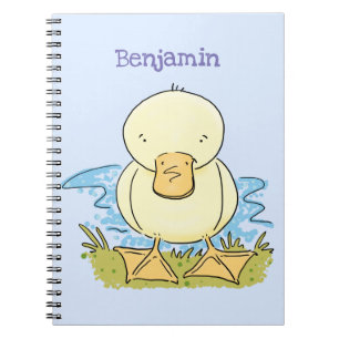 Cute yellow baby duckling cartoon illustration notebook