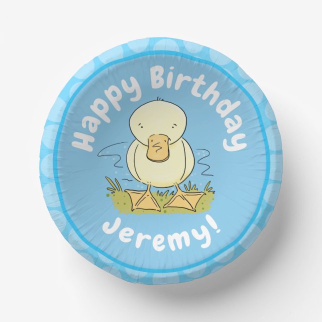 Cute yellow baby duckling cartoon illustration paper bowls (Front)