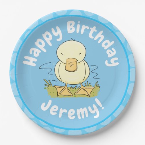 Cute yellow baby duckling cartoon illustration paper plates