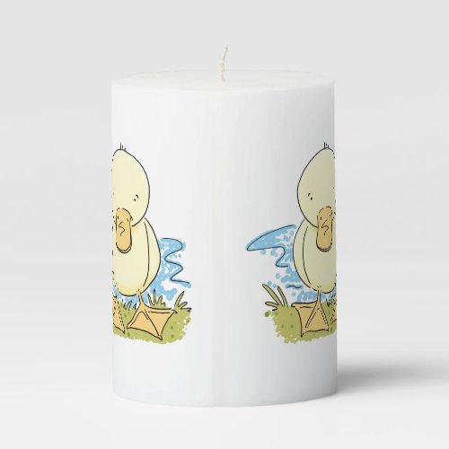 Cute yellow baby duckling cartoon illustration pillar candle