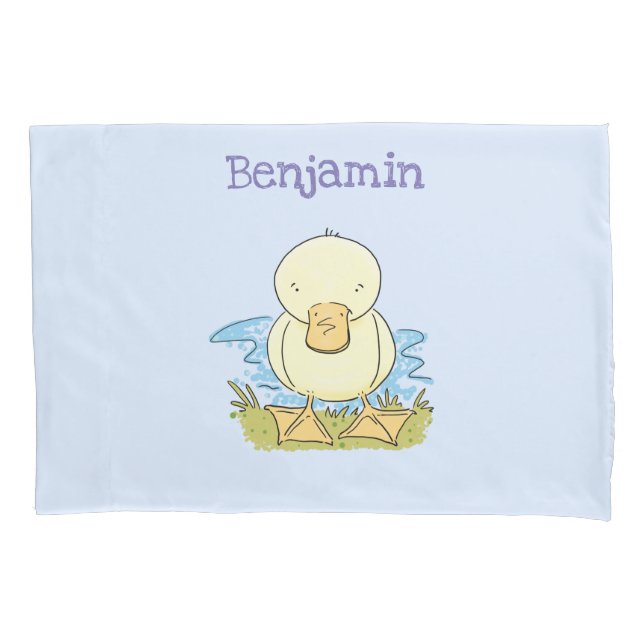 Cute yellow baby duckling cartoon illustration pillow case (Front)