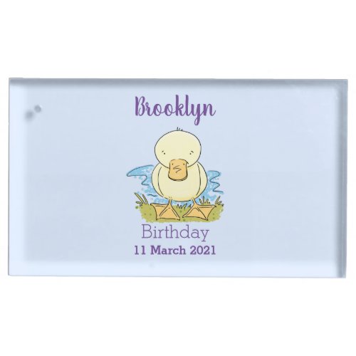 Cute yellow baby duckling cartoon illustration place card holder