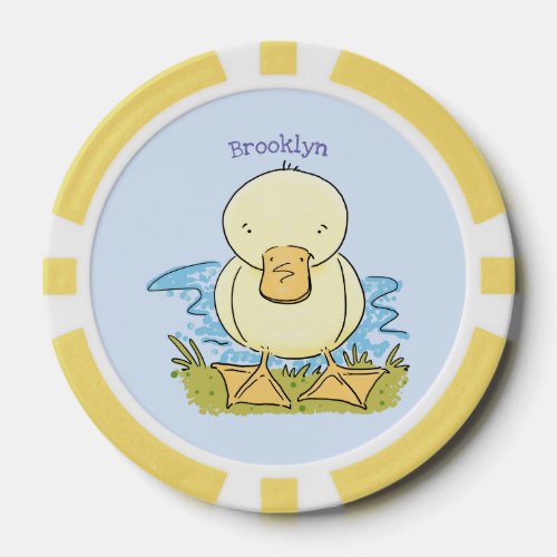 Cute yellow baby duckling cartoon illustration poker chips