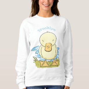 Cute yellow baby duckling cartoon illustration sweatshirt