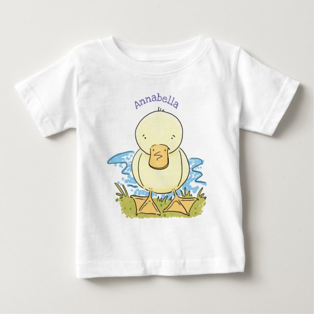 Cute yellow baby duckling cartoon illustration T-Shirt (Front)