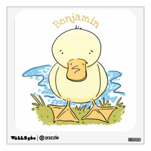Cute yellow baby duckling cartoon illustration  wall decal