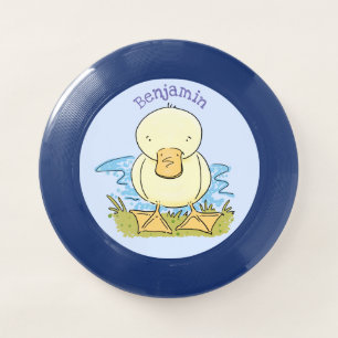 Cute yellow baby duckling cartoon illustration Wham-O frisbee