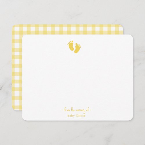 Cute Yellow Baby Footprint Nursery  Thank You Card