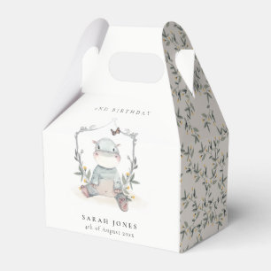 Cute Yellow Baby Hippo Foliage Any Age Birthday Favor Boxes