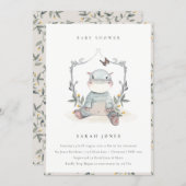 Cute Yellow Baby Hippo Foliage Baby Shower Invite (Front/Back)