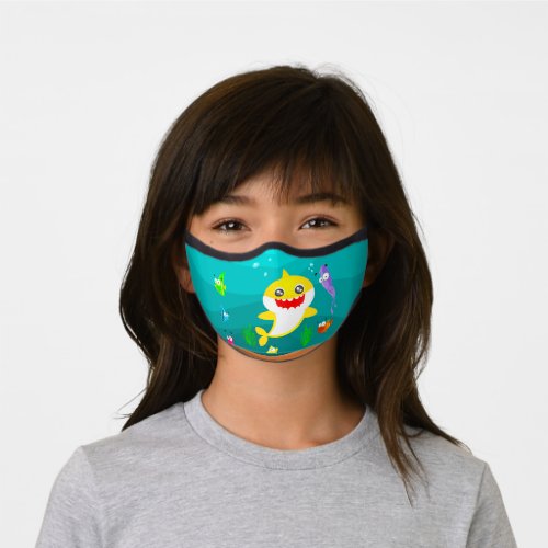 Cute Yellow Baby Shark Swimming in the Ocean Face  Premium Face Mask