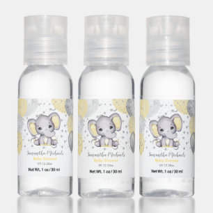 Cute Yellow Baby Shower Elephant Balloons Hand Sanitizer
