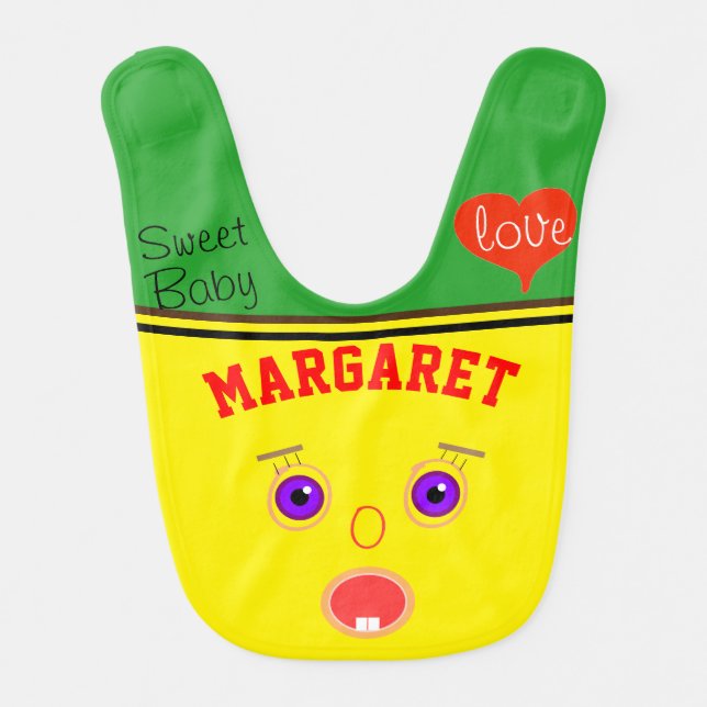 Cute Yellow Baby Violet Eyes    Bib (Front)