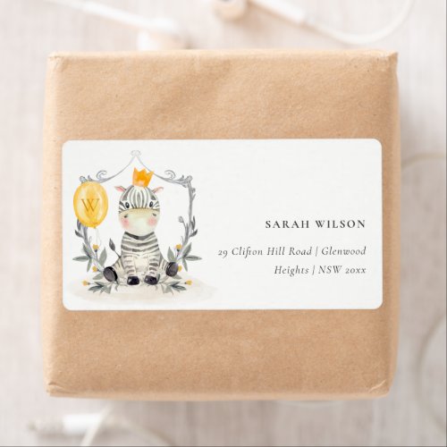 Cute Yellow Baby Zebra Foliage Balloon Address Label