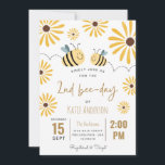 Cute Yellow Bee and Sunflower 2nd Bee-day Invitation<br><div class="desc">Cute Yellow Bee and Sunflower 2nd Bee Day Invitation</div>