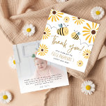 Cute Yellow Bee and Sunflower First Bee-day Photo Thank You Card<br><div class="desc">Cute Yellow Bee and Sunflower First Bee Day Photo Thank You Card</div>