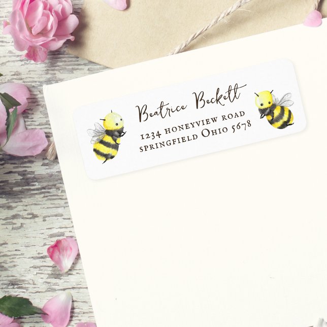 Cute Yellow Bee Baby Shower Return Address Label (Creator Uploaded)