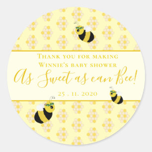 Cute Yellow Bee Baby Shower Sweet Thank You Favors Classic Round Sticker