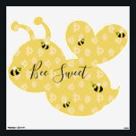 Cute Yellow Bee Be Sweet Baby Shower Gift Wall Decal<br><div class="desc">Cute bumble bee shaped wall decal with the inspirational saying "Be Sweet". The design features a honey yellow honeycomb pattern with adorable illustrations of bees wearing flower crowns. These wall stickers would be the perfect addition to bee themed nursery decor or bee themed baby shower decor.</div>