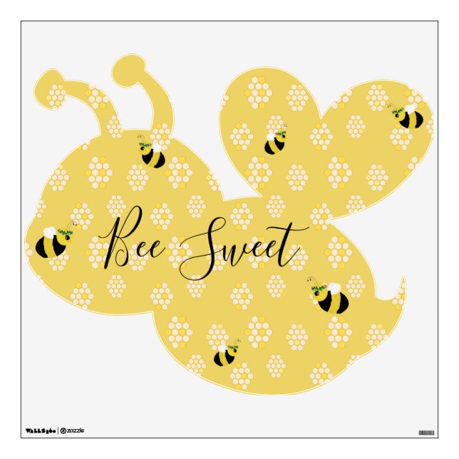 Cute Yellow Bee Be Sweet Baby Shower Gift Wall Decal (Front)
