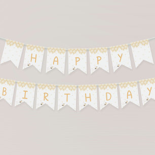 Cute Yellow Bee Honey First Bee-day Bunting Flags