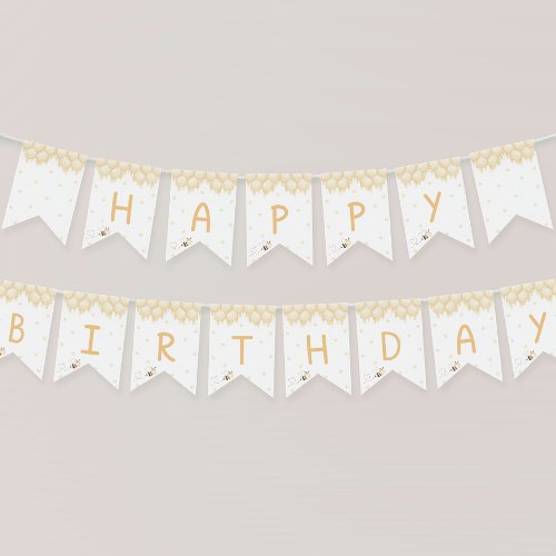 Cute Yellow Bee Honey First Bee_day Bunting Flags