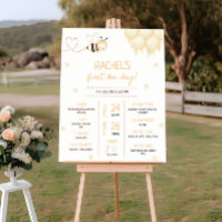 Cute Yellow Bee Honey First Bee-day Milestone Sign