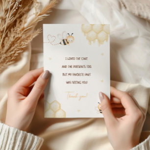 Cute Yellow Bee Honey First Bee-day Thank You Card