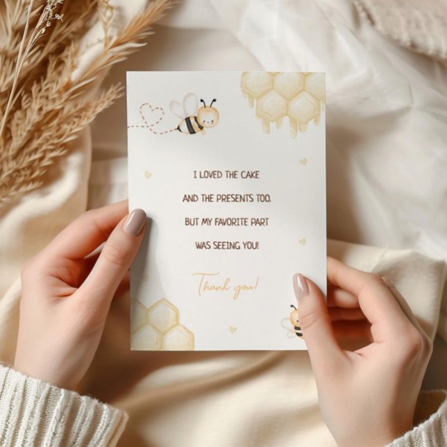 Cute Yellow Bee Honey First Bee-day Thank You Card (Creator Uploaded)