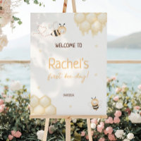 Cute Yellow Bee Honey First Bee-day Welcome Sign