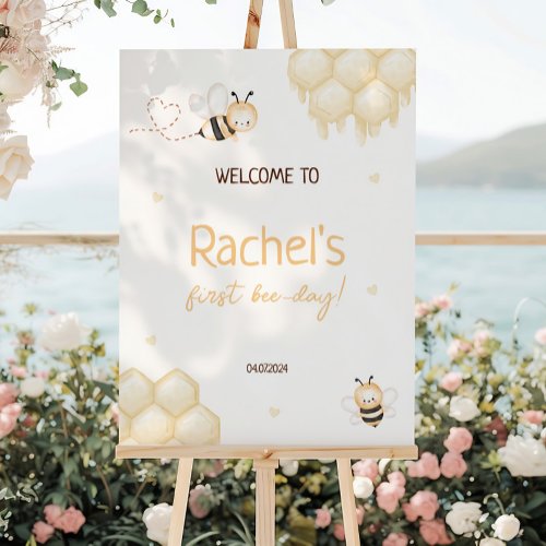 Cute Yellow Bee Honey First Bee_day Welcome Sign