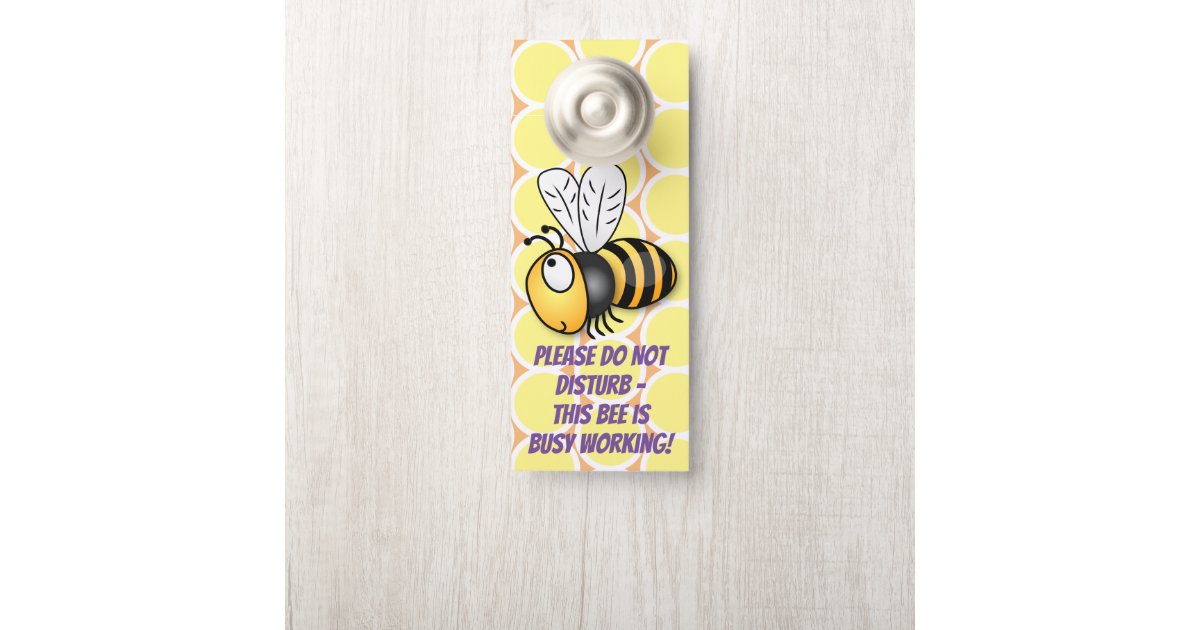 Cute yellow bee I'm busy cartoon illustration Door Hanger