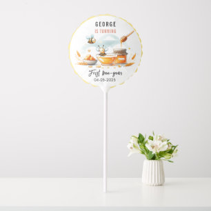 Cute Yellow Bee & Sunflower 1st Bee-Day Birthday Balloon