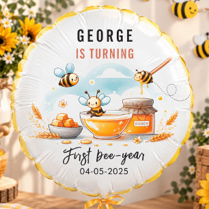 Cute Yellow Bee & Sunflower 1st Bee-Day Birthday Balloon