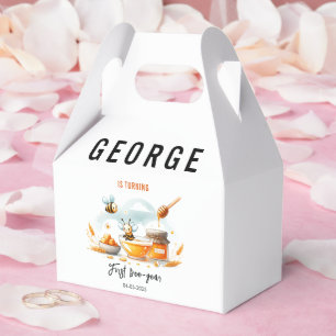 Cute Yellow Bee & Sunflower 1st Bee-Day Birthday Favor Boxes