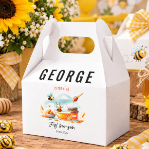 Cute Yellow Bee & Sunflower 1st Bee-Day Birthday Favor Boxes